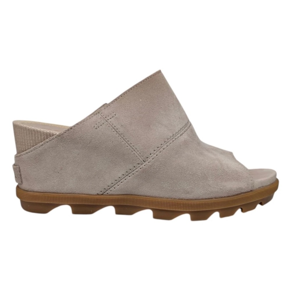 Sorel Cream and Brown Mules with Rugged Sole